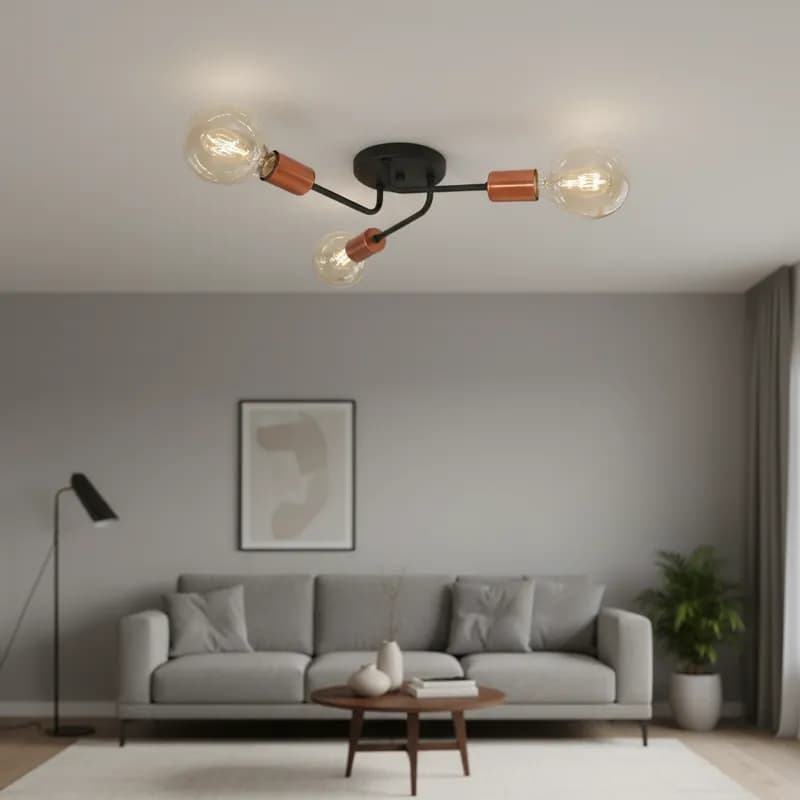 Luminária de Teto e Parede Retrô Sputnik Para Sala Quarto Cozinha  - Spot Aranha Clean Industrial Para 3 Lâmpadas