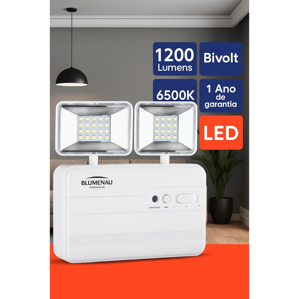 Luminária de Emergência LED Recarregável 600 1200 2200 3000 Lumens Bivolt