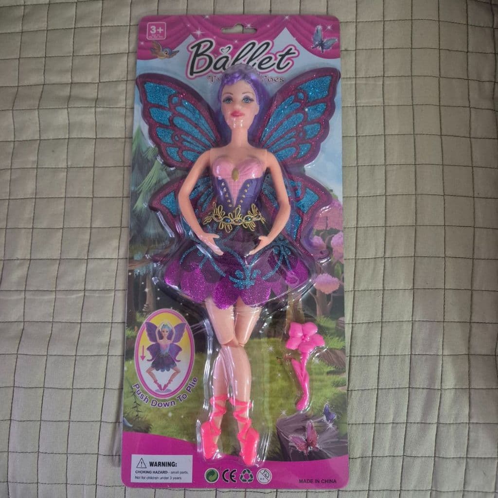 Boneca Articulada Ballet Fada Bailarina Azul Rosa e Roxo C/ Varinha Aleatória