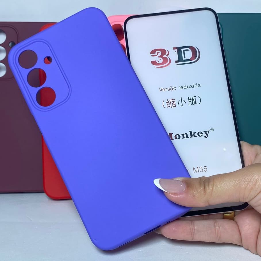 Capa M35 + Película 3D Samsung Capinha Case Protetora Celular Silicone