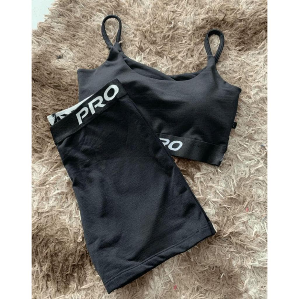 Conjunto Fitness Feminino Short Pro + Top Esportivo Sem Bojo Corrida Academia Treino Roupa Feminina