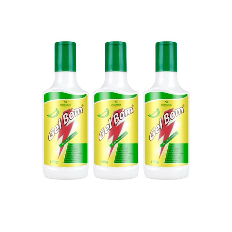 KIT 3 Gel Bom Massageador Muscular 10 Extratos de Ervas Forte 190g Dokmos