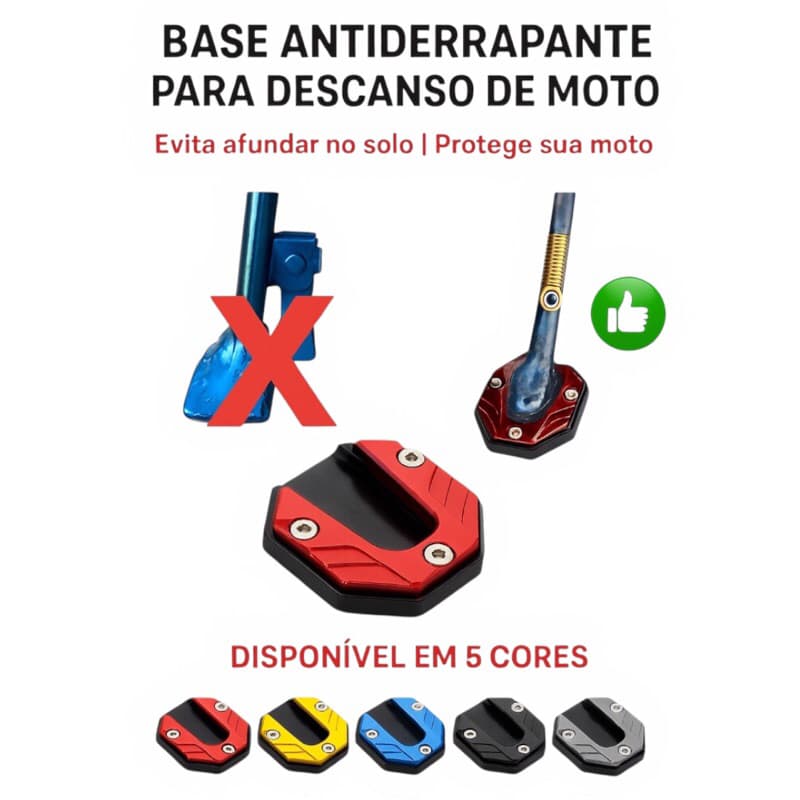 Base Descanso Moto Alumínio – Capa Protetora Antiderrapante para Pé de Moto