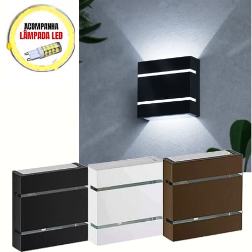 Kit 2 Arandela Luminária de Parede Slim Led Externo Interno 2 Frisos Focos Bivolt