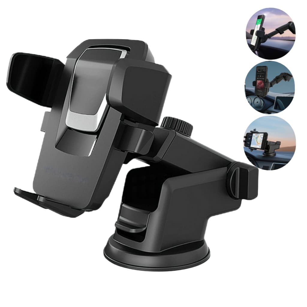 Suporte Carro Celular GPS Universal Painel e Parabrisa Resistente Ventosa Ajustável Rotação 360°