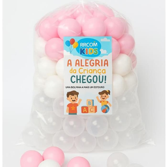 Bolinha Piscina Inf Rosa e Branca 100 Unidades – Brinquedo Educativo | Presente Dia das Crianças 🎁