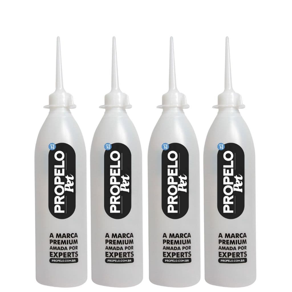 Kit 4 Frascos Diluidor Misturador  P/ Shampoo Pet Banho e Tosa 450ml  - Almotolia para Pet Banho 1:10 e 1:4