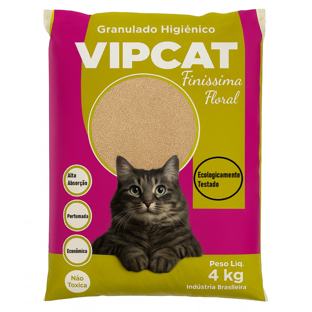 Areia Higiênica Sanitaria  Perfumada Para Gatos Felino Granulado Anti Odor Alta Absorção VIP Catbio 4KG