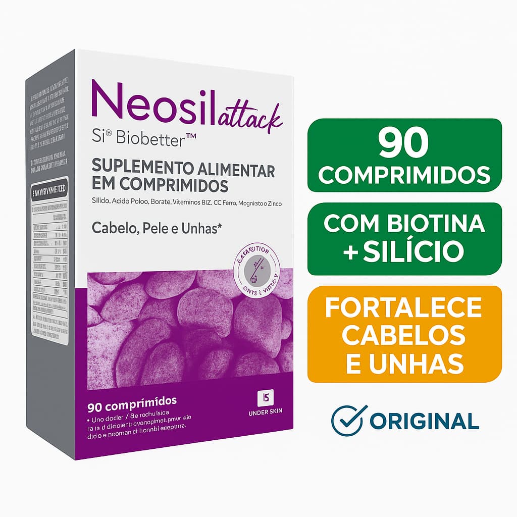 Neosil Attack 90 Comprimidos | Suplemento Capilar com Silício, Biotina e Vitaminas | Pele e Unhas