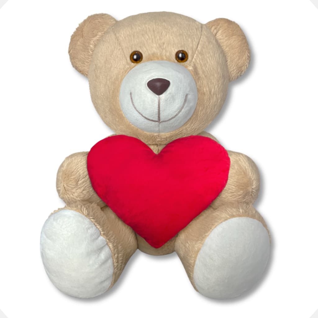 Urso De Pelúcia 25cm Articulado Decoração Lembrancinha Presente Antialérgico Com Coração