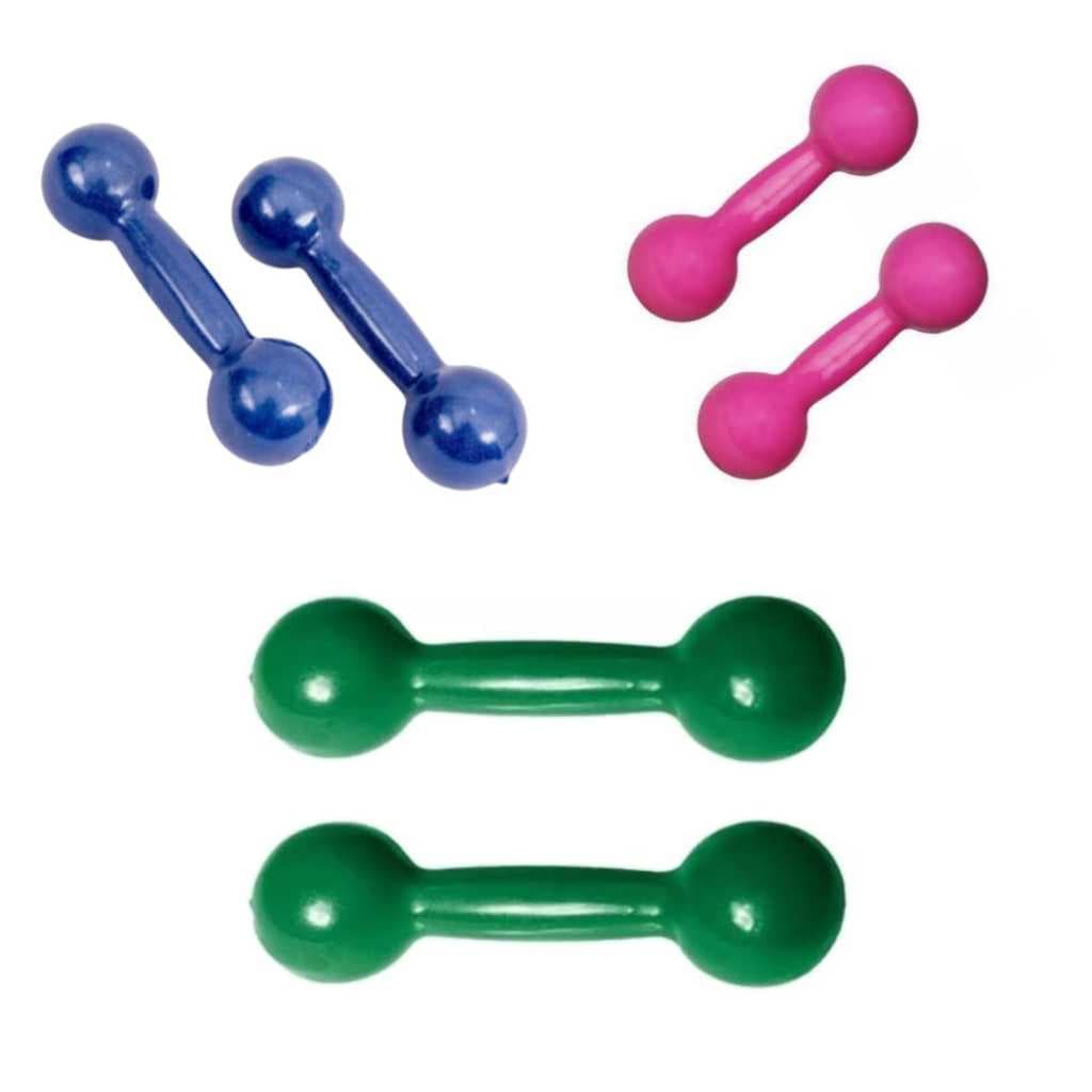 Kit Completo Academia ou Fisioterapia Halteres Emborrachados Coloridos 0,5kg  1kg + 2kg