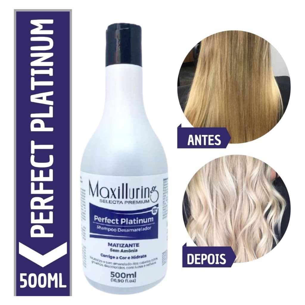 1 Shampoo Matizador Desamarelador Hidratante 500ml- MAXILLURING