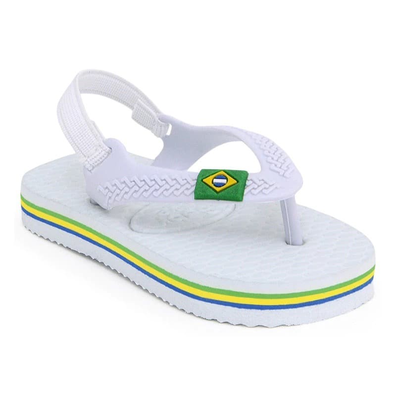 Chinelo De Dedo Bebê Sandália Infantil Elastico Super Macia Leve Confortável Detalhe Bandeira Brasil