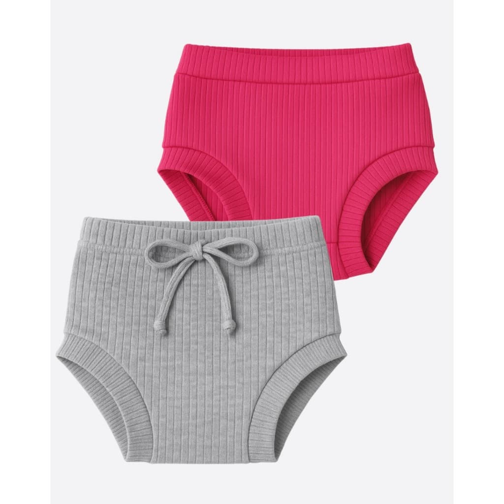 Kit 2 Shorts Tapa Fralda de Bebê Menina Rosa Pink e Mescla