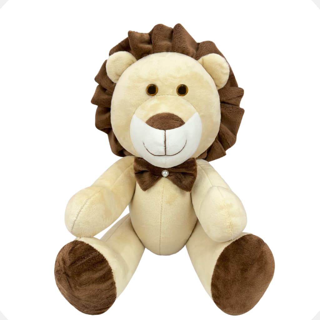 Leãozinho 25cm Brinquedo Infantil Bichinho De Pelúcia Articulado Antialérgico Safari
