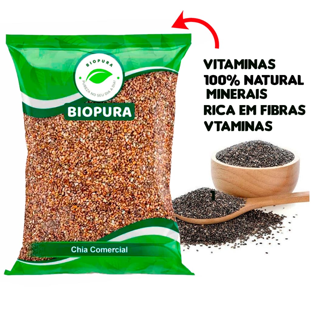 Semente de Chia Comercial Rica em Proteínas saudáveis Vitaminas Antioxidante Sem Glúten Premium