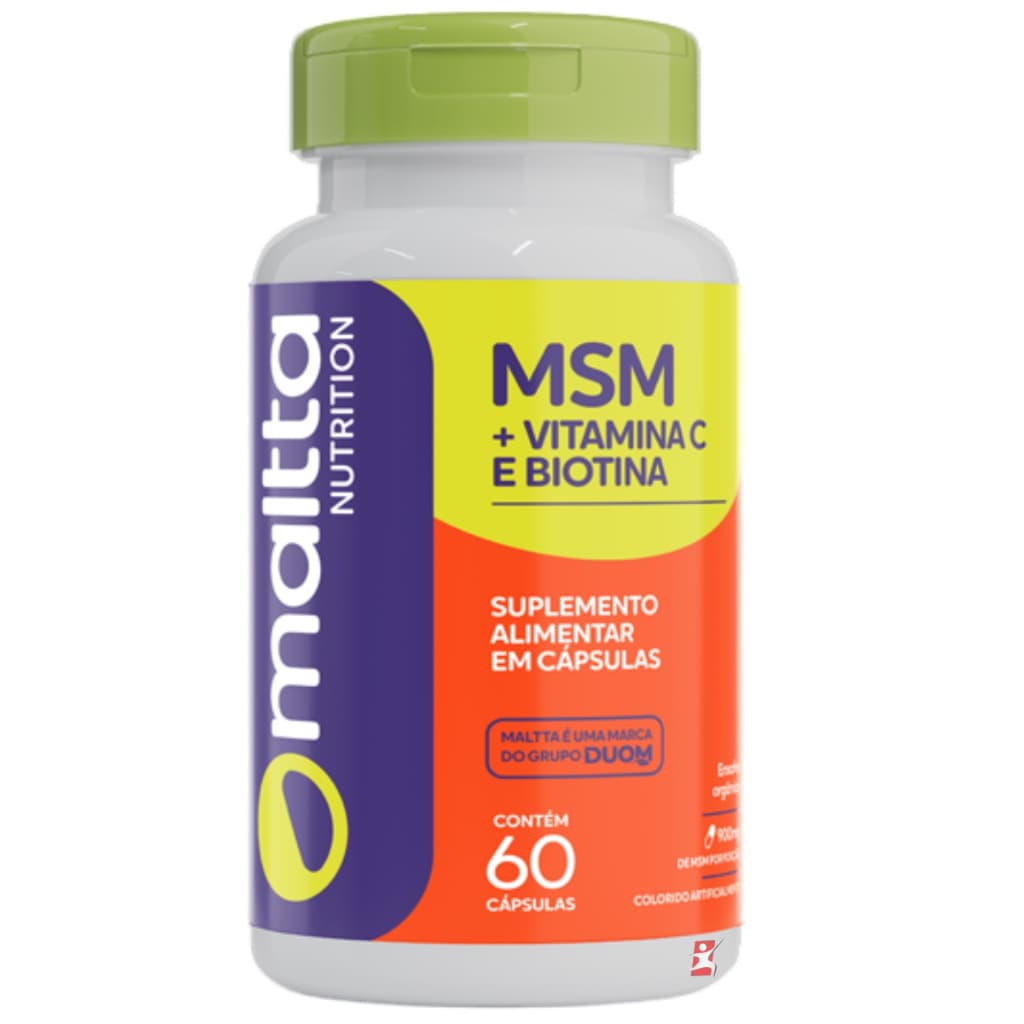 MSM ENXOFRE ORGANICO + VITAMINA C + BIOTINA 60 CAPSULAS - MALTTA NUTRITION