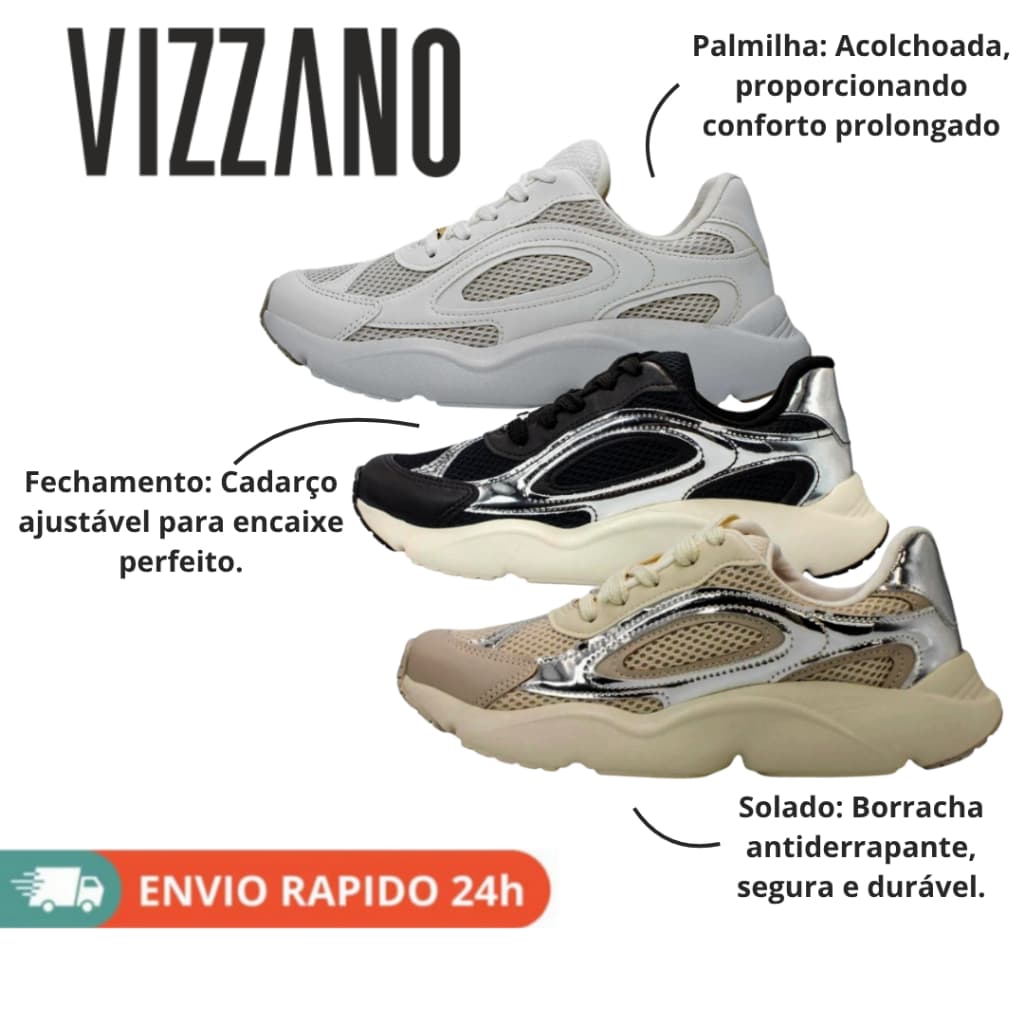 Calçado feminino Vizzano tênis  estilo chunky confortável  Ref 1440.100