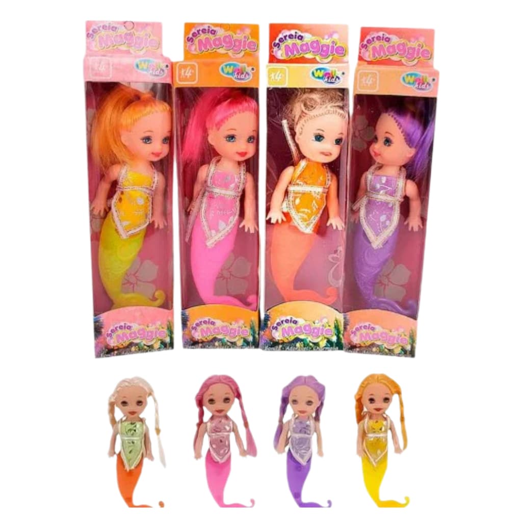 Boneca Sereia Maggie Cores Variadas Articulada Wellkids
