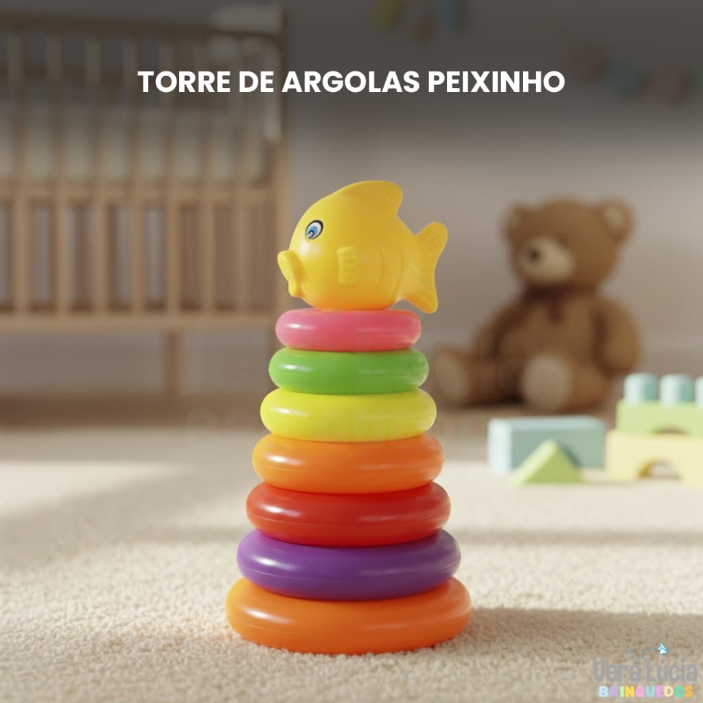 Brinquedo Educativo Bebê Torre De Argolas Montessori Coordenação Motora Infantil Brinquedo Didático