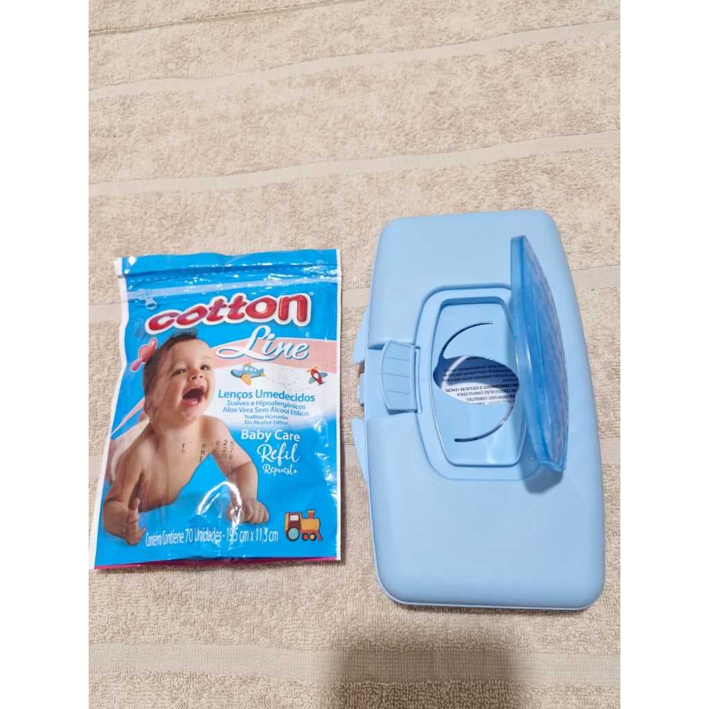 Kit Porta Lenço Umedecido Porta Toalha Menino Menina Infantil Rosa ou Azul + Brinde