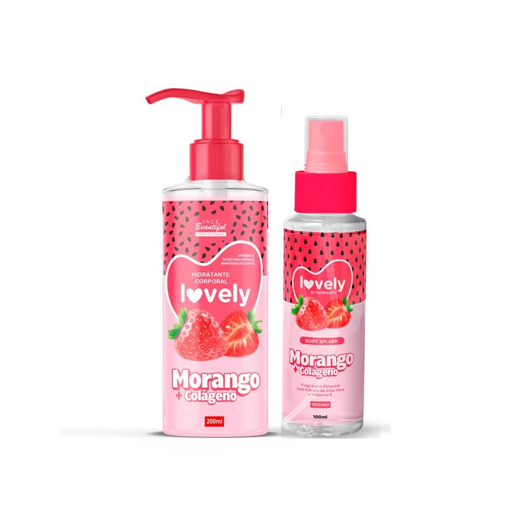 Kit Perfuma Hidratante Corporal e Body Splash Fruta Lovely Face Beautiful