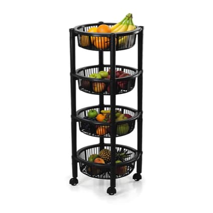 FRUTEIRA Organizador Vertical Preto  4 Andares - Ideal para Cozinha, Banheiro e Lavanderia Eco Flow - Ray - 464