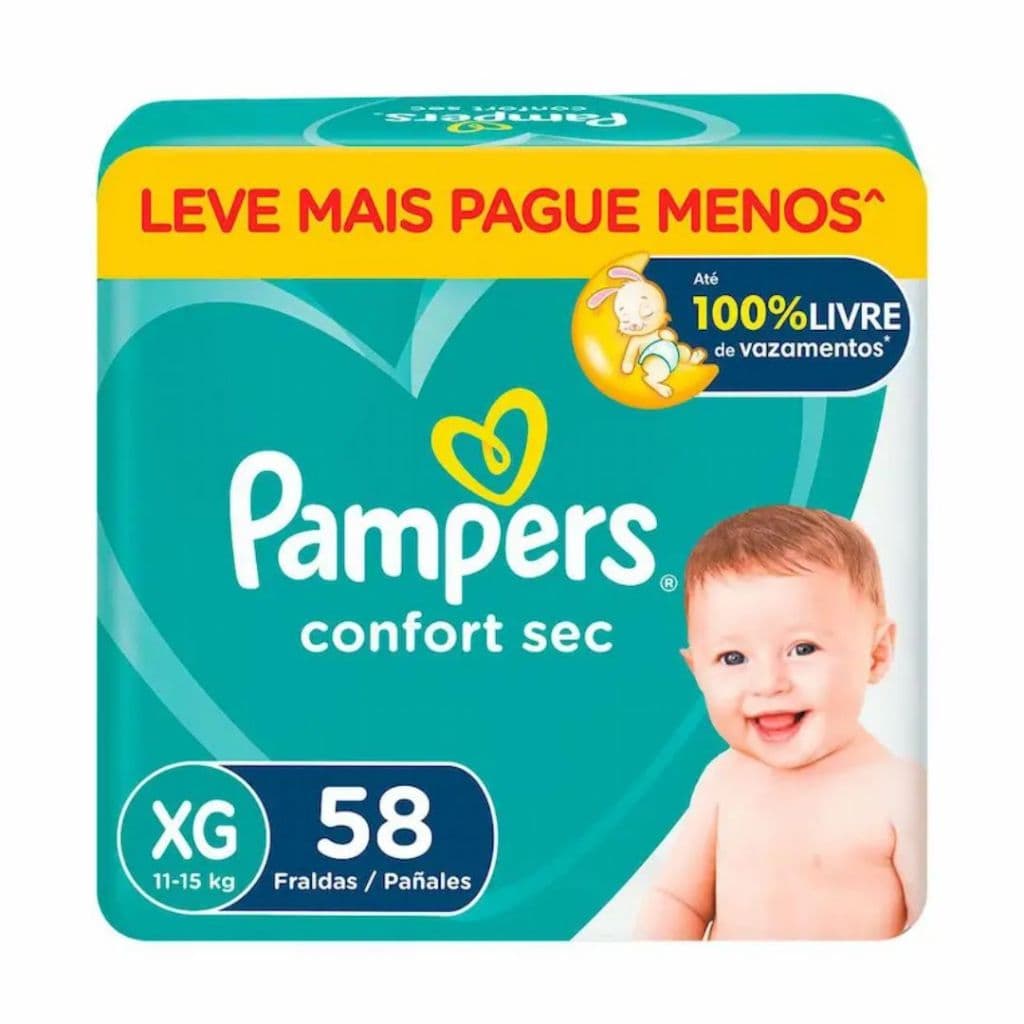 Fralda Pampers Comfort Sec G – 58 Unidades | Proteção Total e Conforto o Dia Todo!