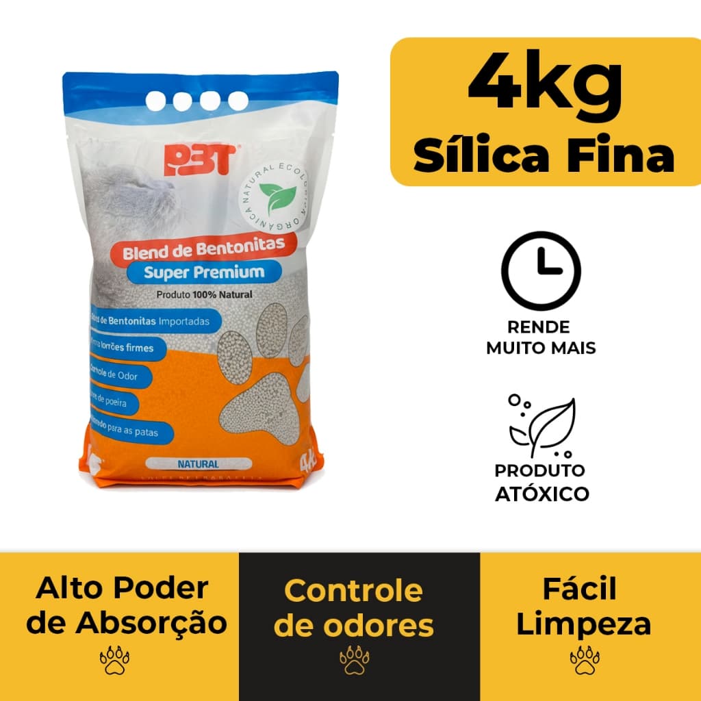 Bentonita Areia Sanitária para Banheiro de Gatos 4kg Biodegradável P3T NATURAL