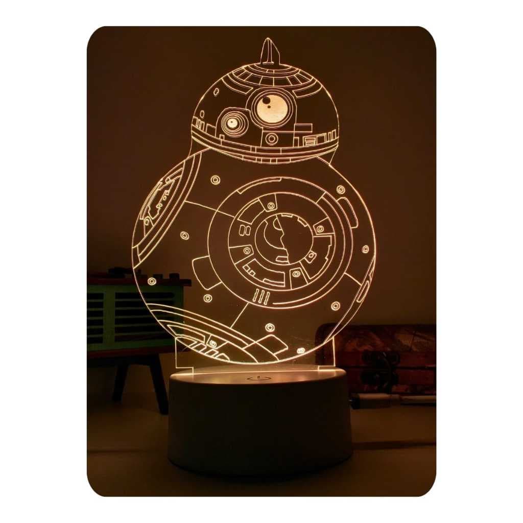 Luminária Led 3d, Bb-8 Star Wars filme Decoração de mesa para presente