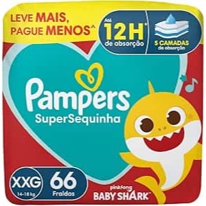 Pacote De Fraldas Supersequinha Tamanho Xxg 66 Unidade Pampers