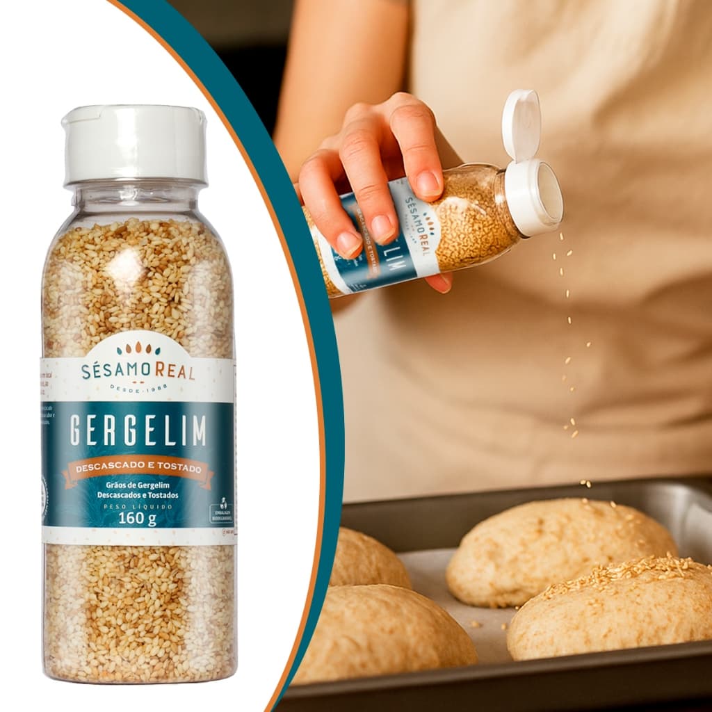 Gergelim Descascado Tostado 160g Crocante Natural Vegano Saudável Sem Glúten Lactose Kit 12 Unid