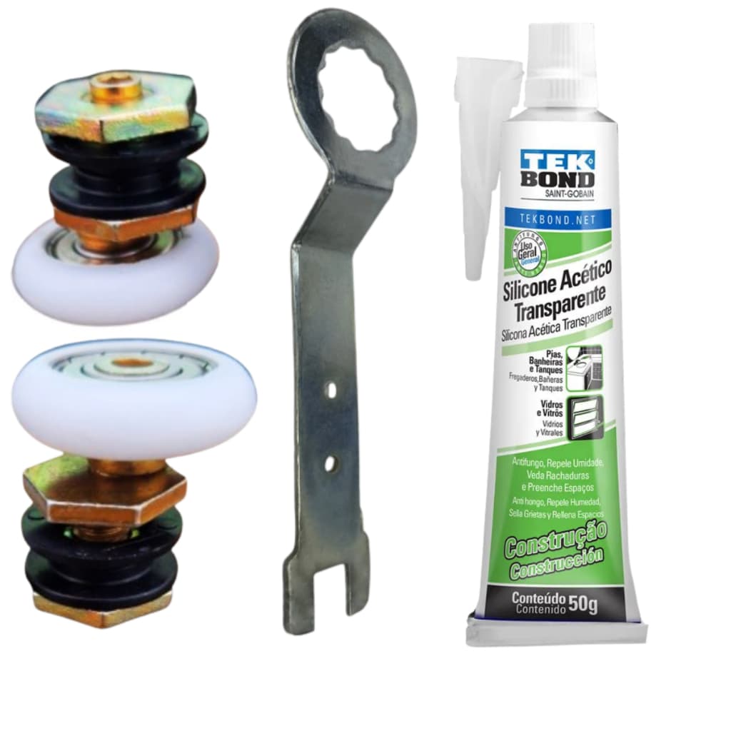 Kit manutenção Roldana box silicone e chave de regulagem KIT COMPLETO
