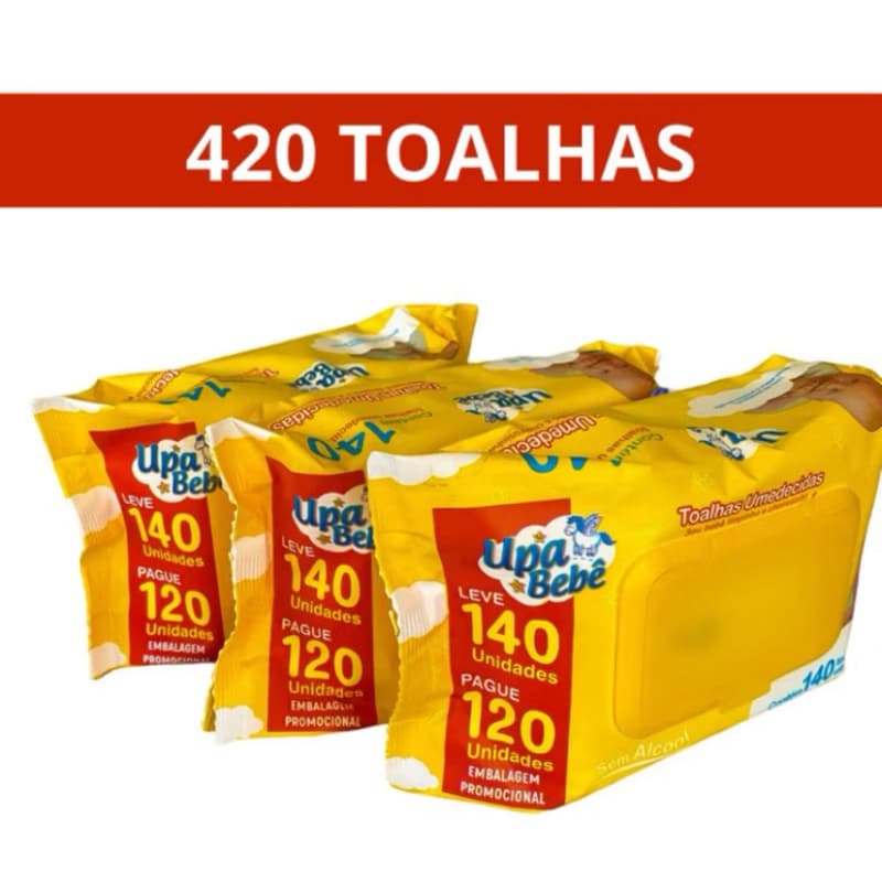 Kit 420 toalhas umidecidas UPA Bebê