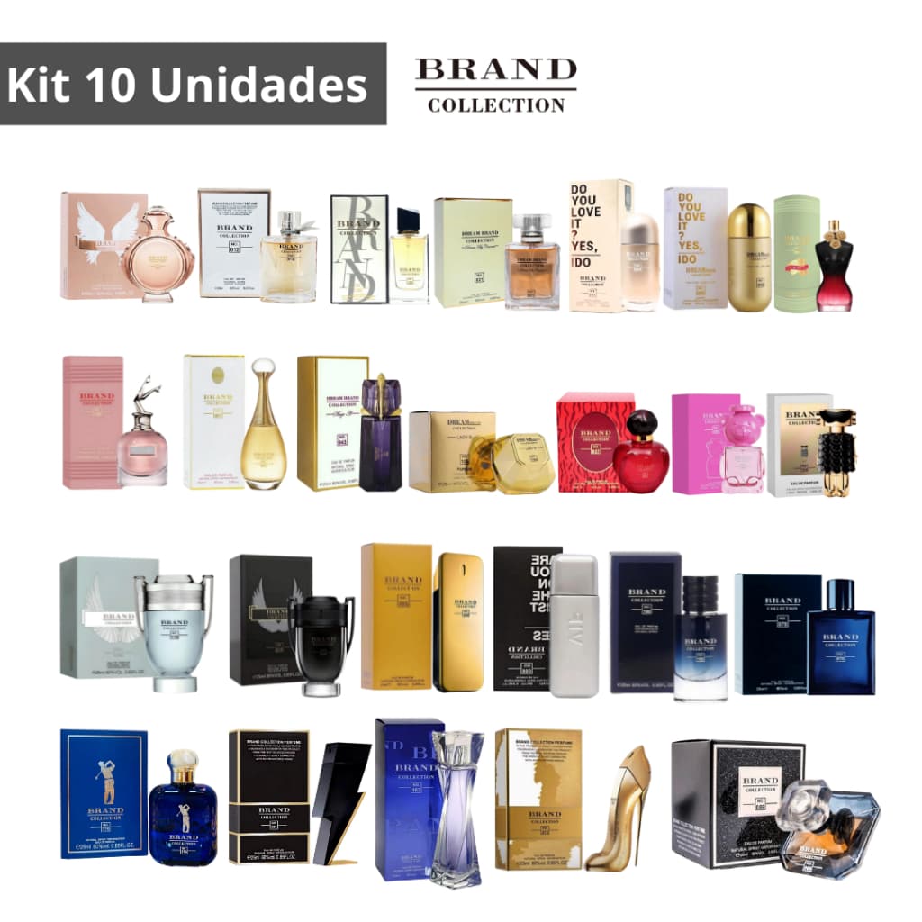 Kit 10 Perfume Feminino e Masculino Miniatura Brand Collection 25ML Inspiração Perfume Importado