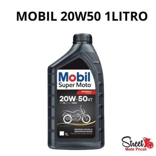 Óleo Lubrificante Mobil Super Moto 20W50 4T 1L Para Moto e Quadriciclo Alta Proteção