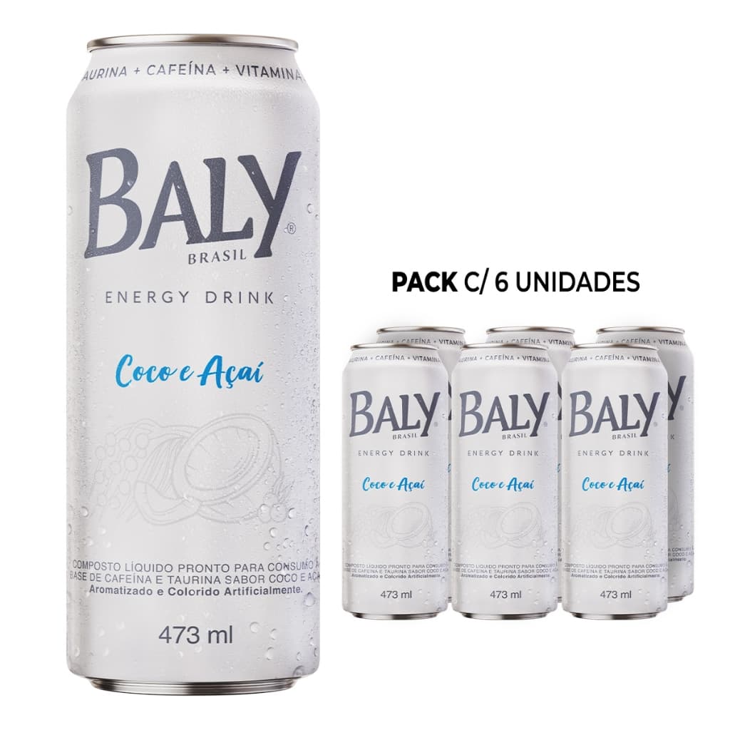 Pack Energético Baly Energy Drink Coco e Açai 473ml