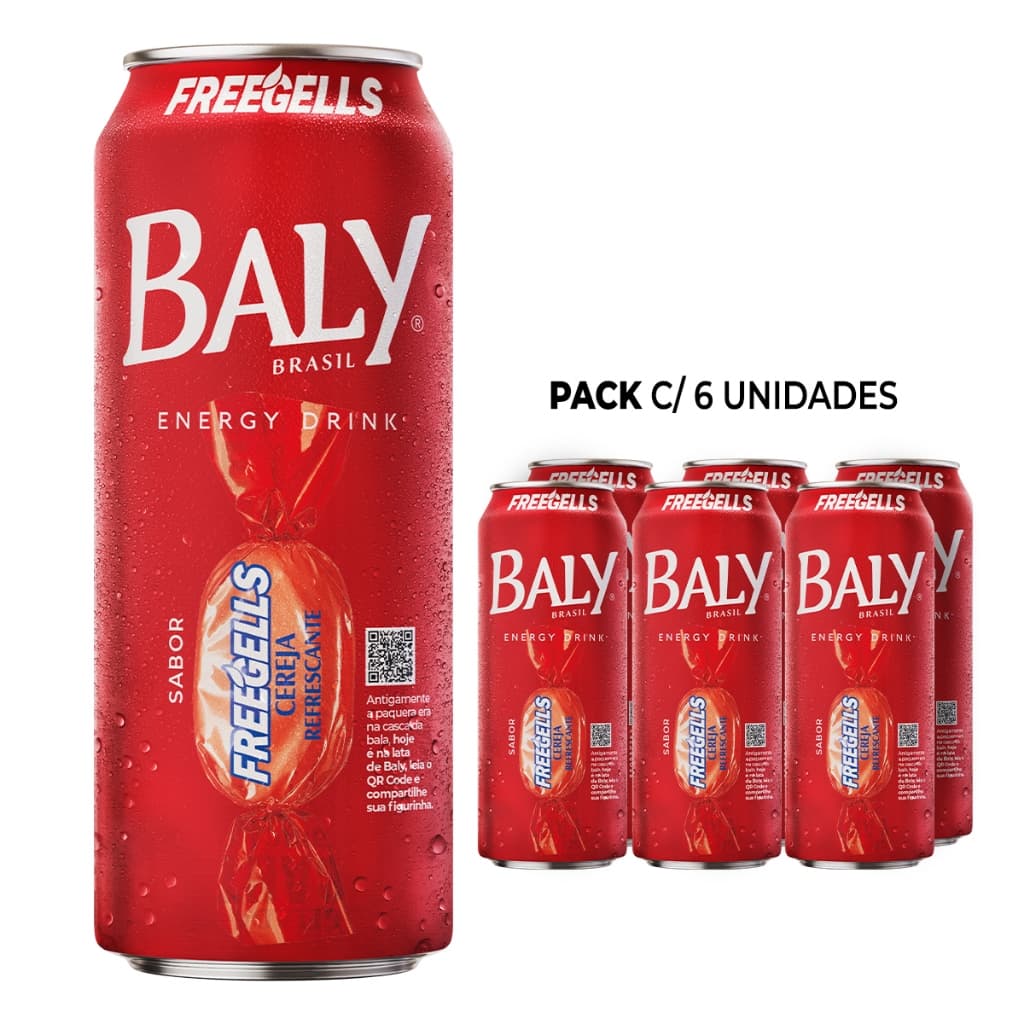 Pack Energético Baly Energy Drink Cereja Freegells 473ml