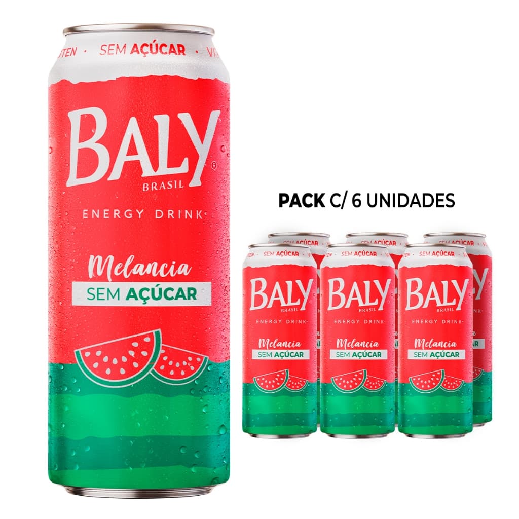 Pack Energético Baly Energy Drink Melancia Sem Açucar 473ml