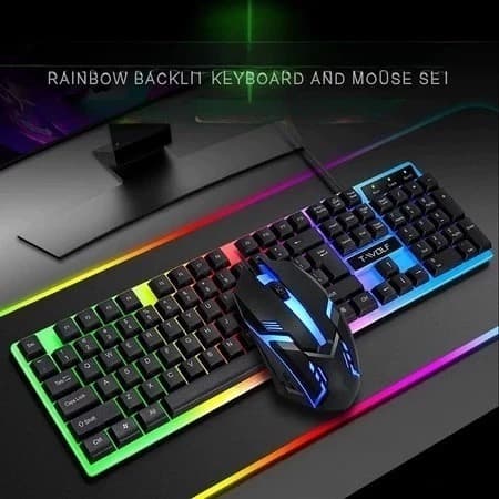 Kit Teclado Semi Mecânico + Mouse Gamer RGB 3200DPI – LED Colorido Precisão e Estilo Profissional H8