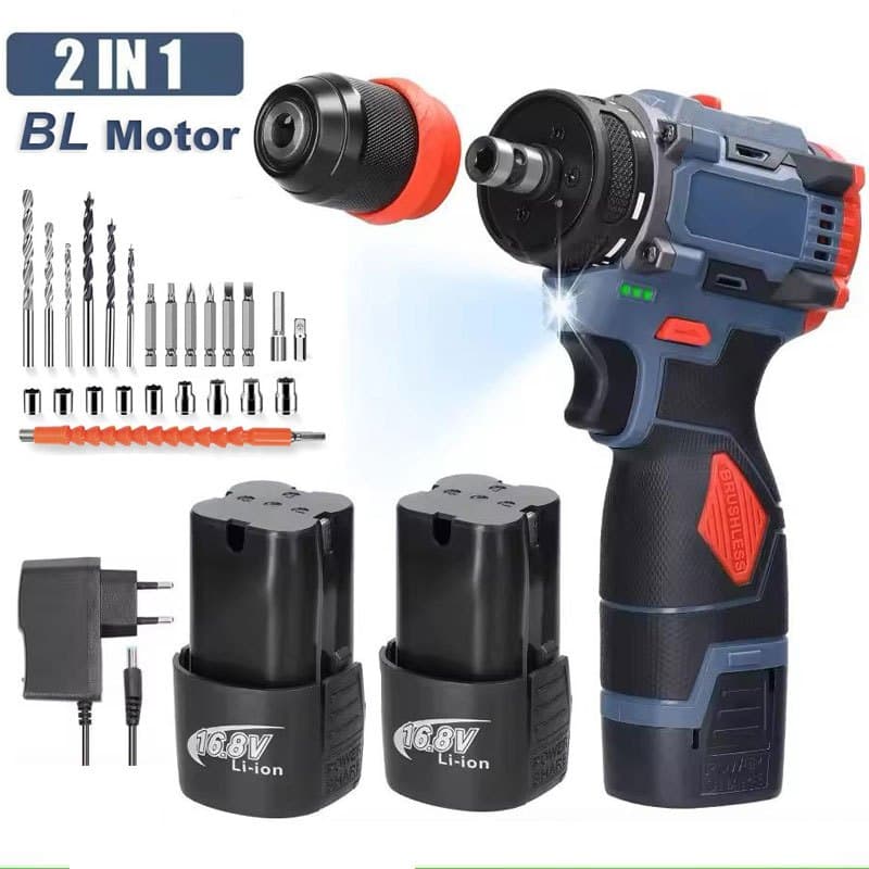 Parafusadeira Furadeira de Impacto Elétricas Brushless 2 Baterias Bivolt