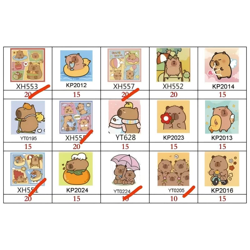 KIT Capivara Pintura De Diamante 5d COM QUADRADO Diamond Painting 18x18 CM DIY FOFA PAPELARIA, Fanwix