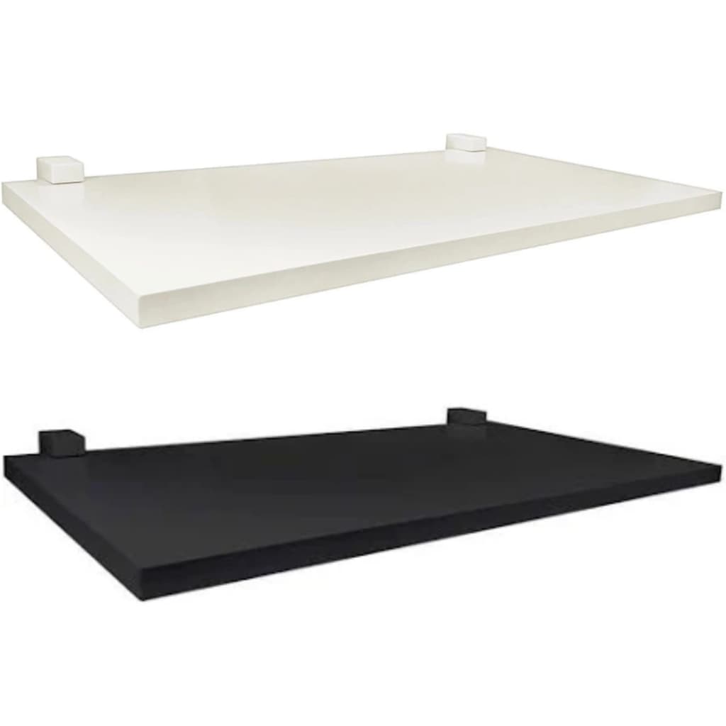 Prateleira Branca/Preta 1,2x20x40cm em MDF com 2 Suportes Parede Decoração Casa Quarto Sala