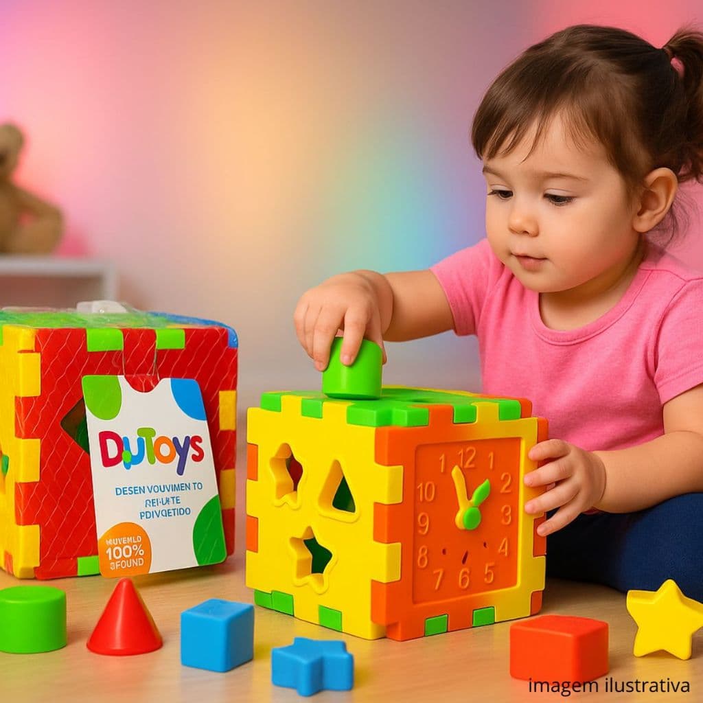 Cubo de Encaixe Colorido Duplo Cubo Divertido Didático Educativo Encaixe Bebe Crianças Dutoys