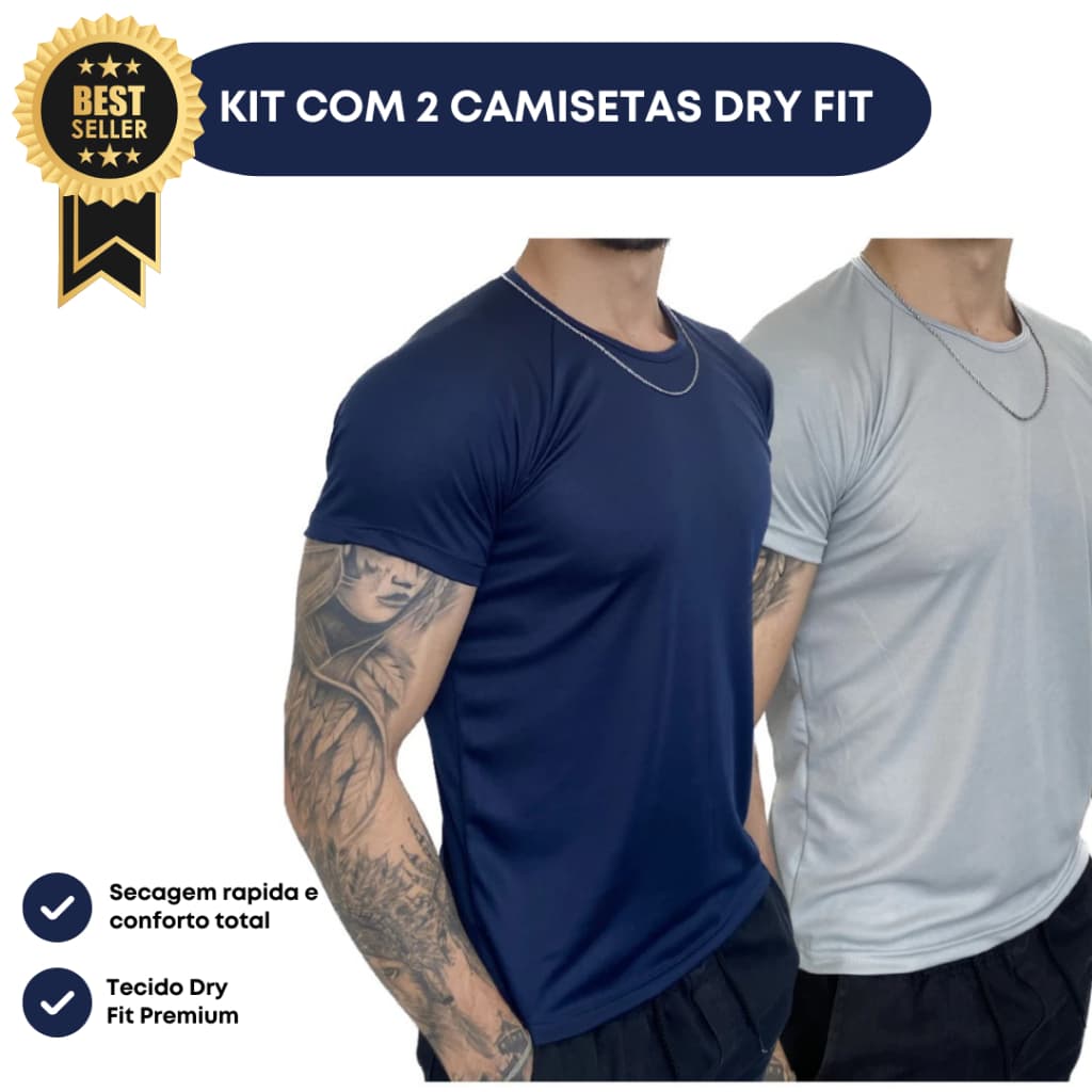 Camisetas Dry Fit Masculina Treino Corrida Musculação Kit com 2 unidades