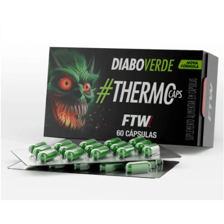 Termogênico Diabo Verde FTW - ThermoCaps 60 Cáps - Pré-treino +  Termogênico Alta Performance & Queima de Gordura