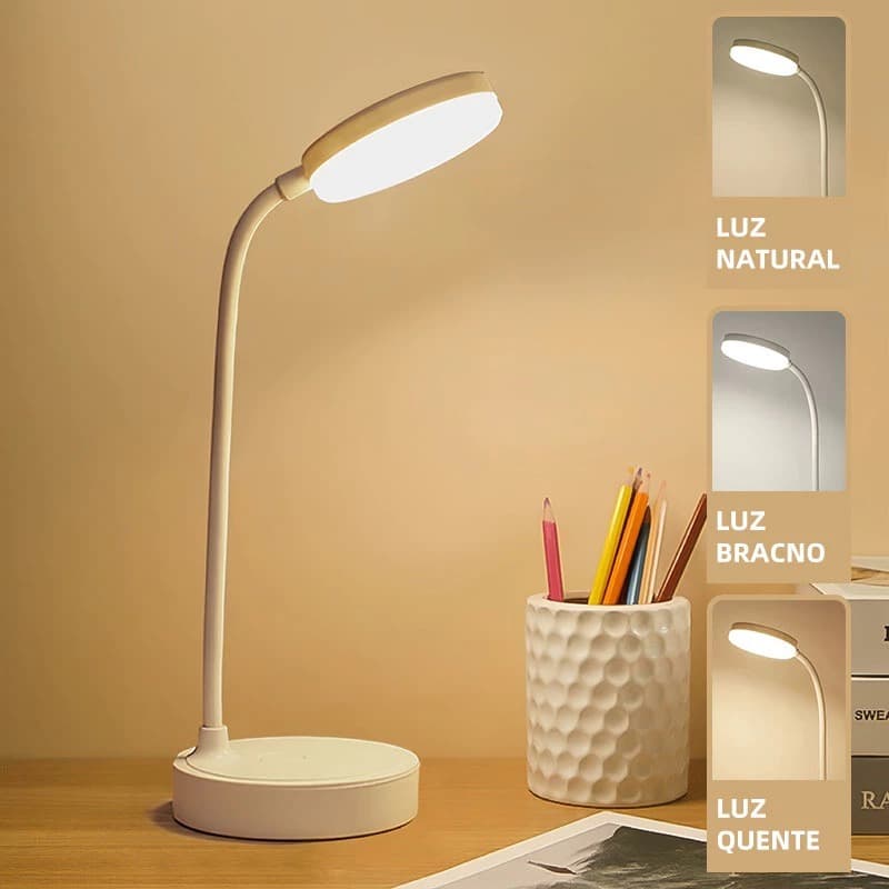 Luminária Abajur de Mesa LED Luz Recarregável Touch Haste Flexível Lâmpada LED De Estudo