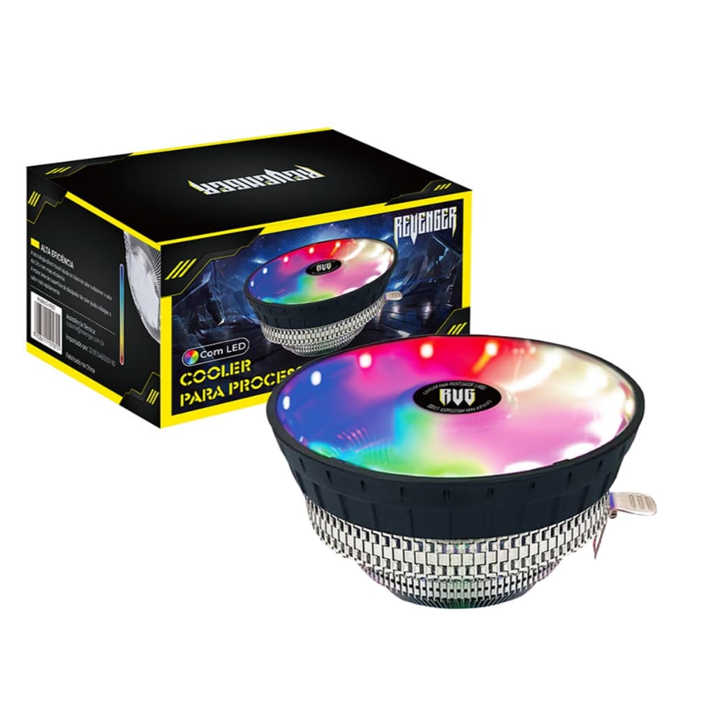 Cooler Processador Silencioso 1500rpm RGB 3Pinos Ventoinha Pc Intel LGA775 115X AMD AM2/3/4/5