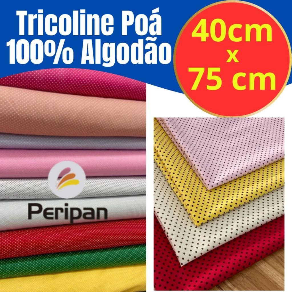 Tecido Tricoline POÁ BOLINHA 40 cm x 75 cm  de largura 100% algodão  Peripan Alta Qualidade Retalhos Patchwork Costura
