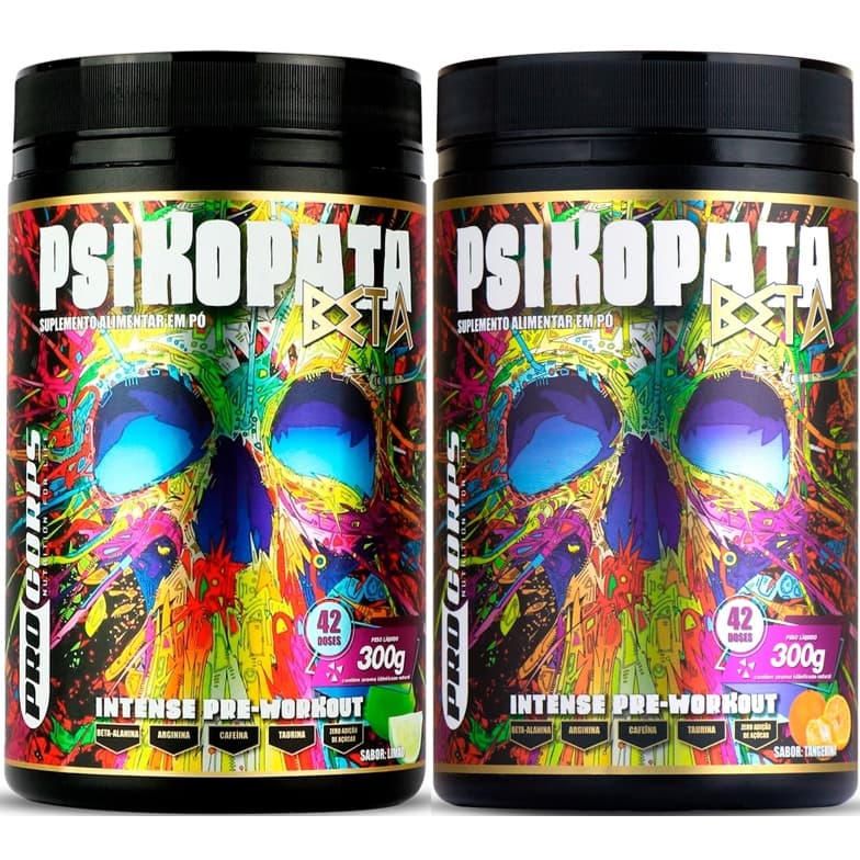 Kit 2x Psikopata Beta Pré Treino - 2 Unid x 300g Cada (Total 600g) - Pro Corps